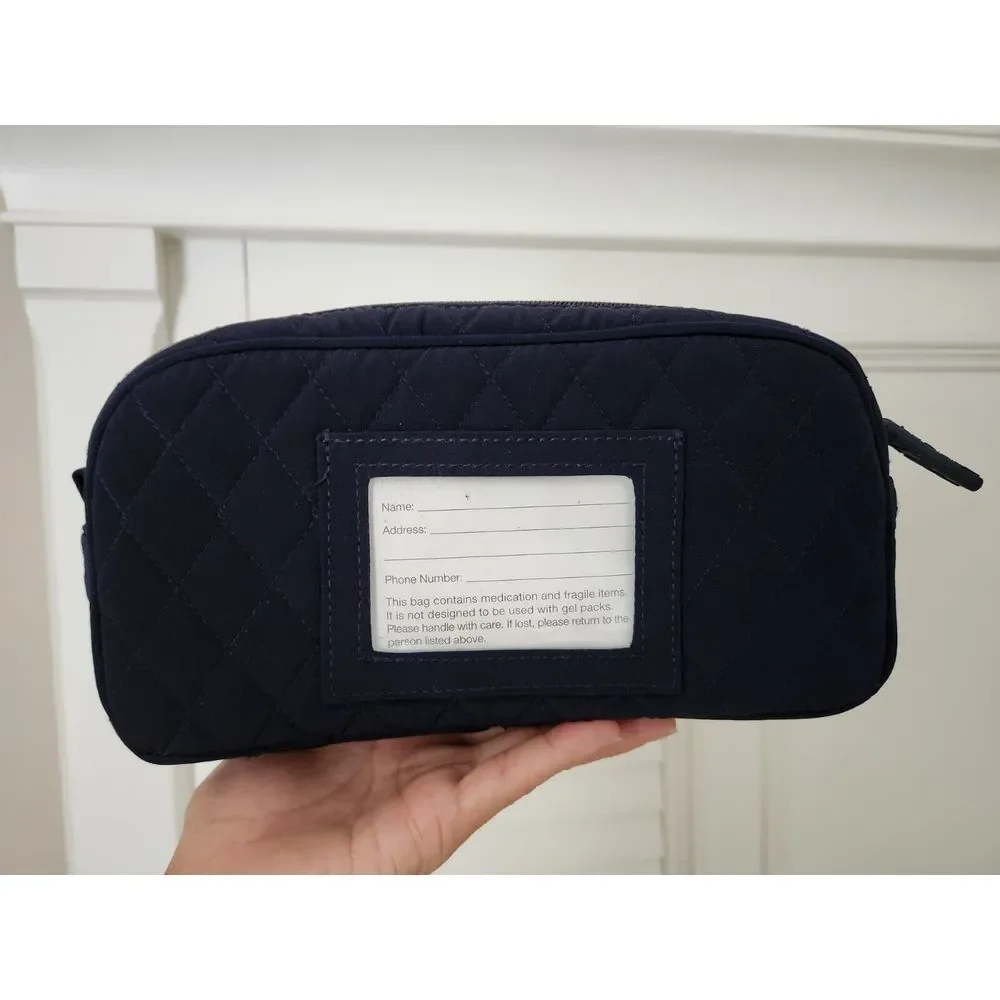 Vera Bradley Womens Lilly Bag Insulated Medication Blue Quilted Make Up Toiletry